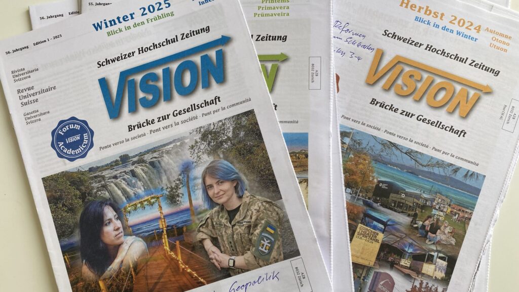 zu sehen ist eine Auswahl der von Bernhard im Oberdorf herausgegebenen Zeitschriften "Vision".
