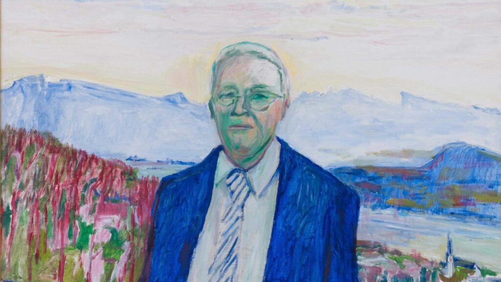Zu sehen ist alt Bundesrat Christoph Blocher, gemalt von Karl Landolt.