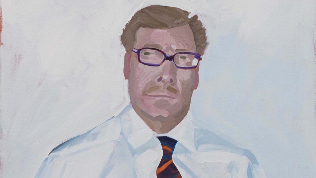 Zu sehen ist das etwas knorrige Portrait von Regierungsrat Markus Notter, gemalt von Benedicht Fivian.